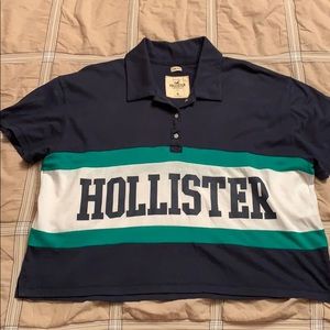 blue crop shirt